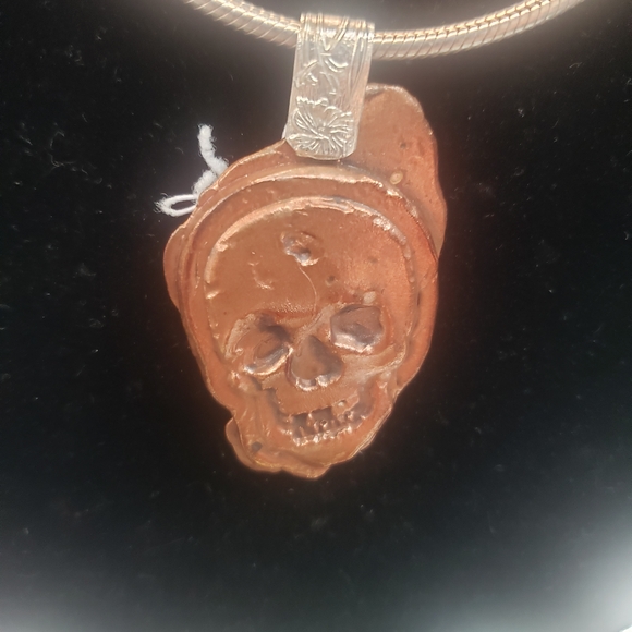 Copper Skull Pendant Necklace